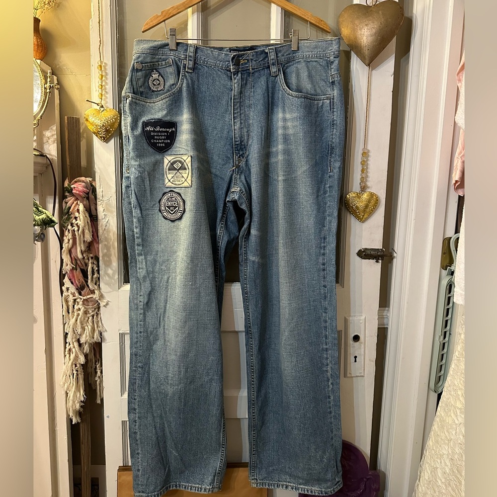 Vtg Enyce Clothing Co. embroidered graphic denim jeans 40x32